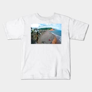 Sidmouth Beach Jurassic Coast Devon England Kids T-Shirt